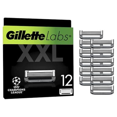 GilletteLabs Avec Barre Exfoliante, 8+4 gratuites Recharges De Lames, Compatibles Avec Le Rasoir Avec Barre Exfoliante Et Le Rasoir Chauffant, Pour Homme, De Gillette
