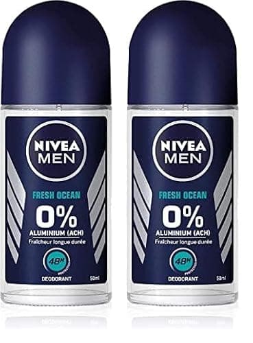 NIVEA MEN Déodorant Bille Fresh Ocean 0% (1 X 50 Ml), Déodorant Homme Protection 48 H, Soin Homme Sans Sel Aluminium & Sensation De Fraîcheur (Lot de 2)