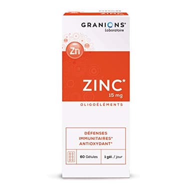 GRANIONS| Zinc | Défenses immunitaires & Antioxydant, beauté peau et cheveux | 15mg de Zinc | Marque Française | Programme de 2 Mois