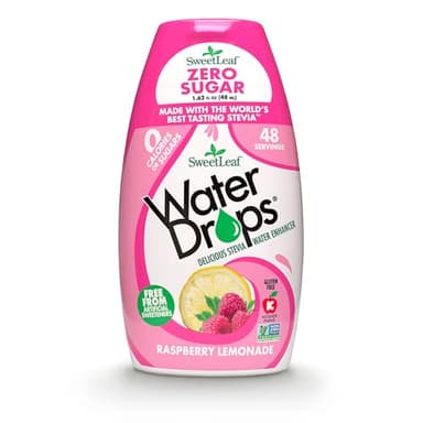 SweetLeaf - Eau aromatisée sans sucre, concentré de boisson, 48 ml, 3 pièces, Framboise, Citron, 0 g de glucides, sans édulcorants artificiels