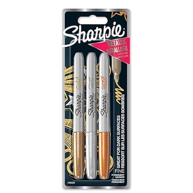 Sharpie marqueurs métalliques permanents | pointe fine | assortiment de couleurs métalliques | pochette de 3