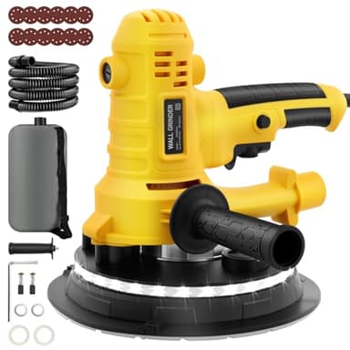 Ponceuse murale pour cloisons sèches 800W,1500-2800RPM, LED Poignée télescopique Moteur, 5 Niveaux Vitesses,grosse et fine abrasion,Lumière LED,Sac à Poussière et Tuyau et 12 Disques de Ponçage