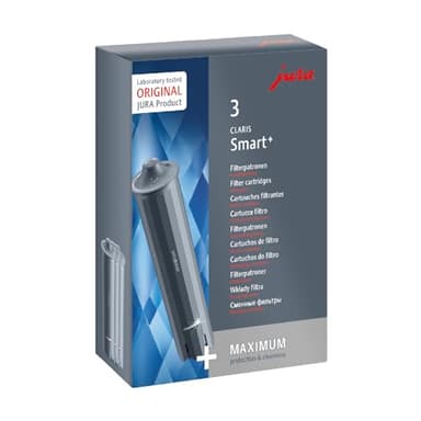 JURA CLARIS Smart+ 24233 Lot de 3 cartouches filtrantes d'origine avec reconnaissance automatique du filtre Hygiène certifiée TÜV Gris