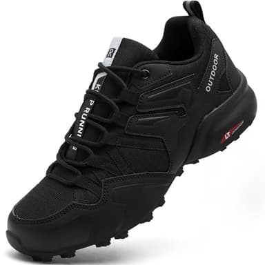 Mufanton Chaussures de Trail Homme Chaussure de Randonnée Trekking Outdoor Fitness Chaussures de Marche Outdoor Respirantes Antidérapantes Chaussures Running,Noir,EU42