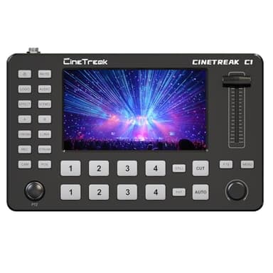 CineTreak C1 4 canaux de mélangeur vidéo HDMI: Moniteur de 5 Pouces + Contrôle PTZ + H.264 Enregistrement, Prend en Charge la Livraison Multi-Plate-Forme OBS/VMIX (léger Professionnel)