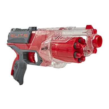 Nerf Elite, Blaster Disruptor, Barillet Rotatif 6 fléchettes, 6 fléchettes Nerf Elite, tir à Pompe, Rouge translucide F2694 Taille Unique Multicolore