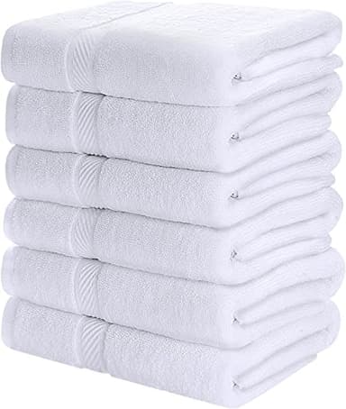 Utopia Towels - Lot de 6 Serviettes de Bain 100% Coton filé à l'anneau (60 x 120 cm), Moyennes, légères et très absorbantes, séchage Rapide, pour hôtel, Spa et Salle de Bains (Blanc)