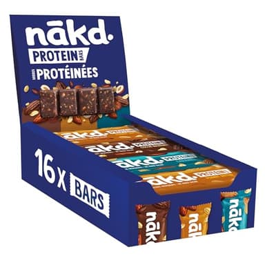 Nākd. Protein Paquet Assortiment | Barres Protéinées | 7g de Protéines Végétales | 100% d'Ingrédients Naturels | Sans Sucres Ajoutés | Vegan | 16 x 45g | 720g