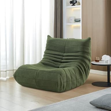 BRILVERDE Pouf Poire pour Adultes, Chaise de Sol avec Dossier, Canapé Accent Bean Bag, Fauteuil de Lecture Confortable, pour Salon, Chambre à Coucher, Salon, Bureau, avec Remplissage (Vert)