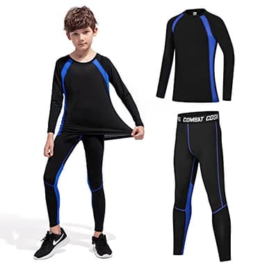 Fengzio sous Vêtements Thermique Enfant Sport Respirants Thermiques Ensemble pour Ski et Football pour Garçon et Fille Fille Séche Rapide Enfants sous-vêtements Thermiques Set Unisexe
