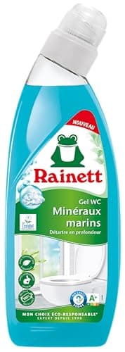 RAINETT - Nettoyant WC Minéraux Marins en Gel - Élimine les Mauvaises Odeurs, Calcaire & Tartre - Flacon 100% Recyclé - Ecolabel - 750 ml