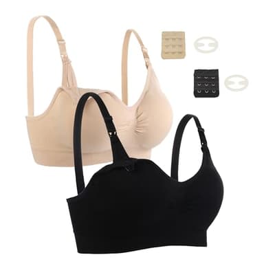Seitop Lot de 2 Soutiens-Gorge d'allaitement pour l'allaitement, Soutien-Gorge de maternité, sans Armatures, sans Couture, pour femmeSoutien