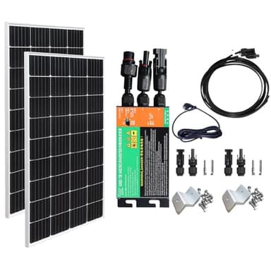 300W Panneau Solaire avec 300W Onduleur, Kit Solaire Autonome Complet 220V, Plug and Play, 2x150 Watt Panneau Solaire