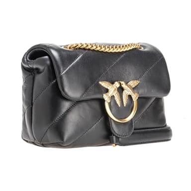 Pinko Love Mini Puff Cl Sheep Nappa, sac femme, taille unique, Z99q_noir-antique Gold, Taille unique