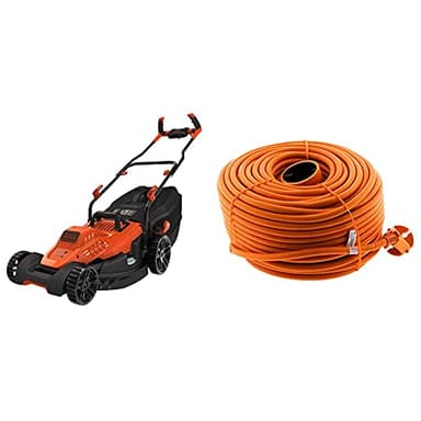 BLACK+DECKER Tondeuse Filaire 1800W, Tondeuse à Gazon Electrique 42 cm, 6 hauteurs réglables 20, 30, 40, 50, 60 et 70 mm & Zenitech - Prolongateur 16A HO5VV-F 2x1,5 Orange 50m