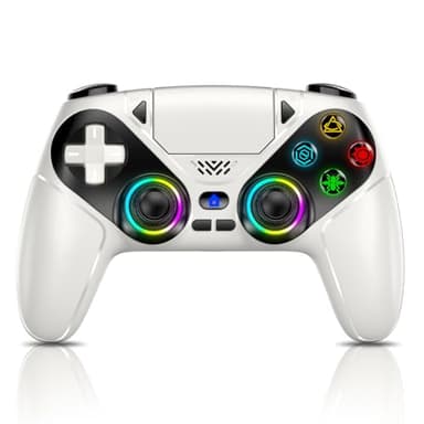 Manette Sans Fil pour PS5, Compatible avec PS5 Pro/Slim/PC, Gamepad Bluetooth avec Paddles Arrière, Turbo & Macro, Éclairage RGB, Double Vibration, Capteur 6 Axes, Jack Audio 3,5mm & Haut-Parleur