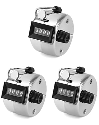 QWORK 3 Pcs Compteur Manuel en Métal, 4 Chiffres Compteur Mécanique pour Sport Golf Compte de Pas, Compte Jusqu'à 9999