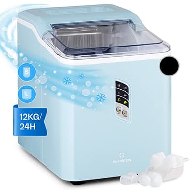 Klarstein Machine a Glacons pour la Maison, Capacité de 1,5L, Fabrique Rapidement Jusqu'à 12kg de Glacons, Machine a Glaces Petits et Grands Glaçons en Forme de Balles, Autonettoyante, Ice Maker
