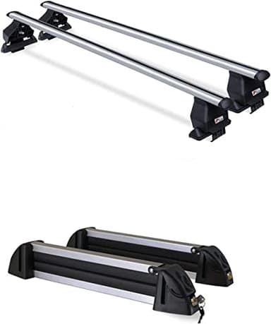Barres de toit en aluminium + porte-skis 4 paires ou 2 snowboards pour RENAULT KADJAR (5 portes) à partir de 2015 avec toit standard