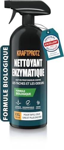 Nettoyant enzymatique 750 ML – KRAFTPROTZ pour Taches & odeurs – Action en Profondeur, Doux pour Surfaces – idéal Tapis, Textiles, Coussins, Matelas, Voiture & Maison