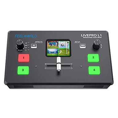 FEELWORLD LIVEPRO L1 V1 Mélangeur vidéo Multi-caméras Commutateur 4 entrées HDMI Écran LCD 2 Pouces Production de caméra USB 3.0 Diffusion en Direct en Temps réel Dissipation Thermique légère