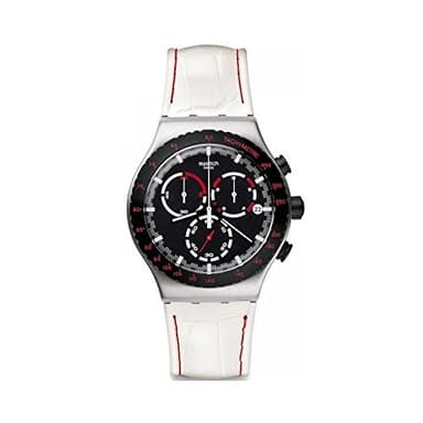 Montre Homme Swatch Irony Daikanyama VS407 Bracelet croco blanc et coutures rouges