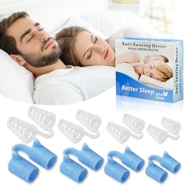Anti Ronflement Pince-Nez, Dilatateur Nasal Dispositif, Ecarteur Nasal Anti Ronflement Efficace, Deux Types de Doux et Dur, 4 Tailles Chacun (Blanc+Bleu)