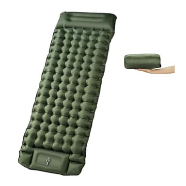 Matelas Autogonflable Auto-gonflant Avec Pompe à Pied et Coussin Intégré – 10 cm d'épaisseur, Compact, Antidérapant et Imperméable, Idéal Pour la Randonnée, la Plage et Les Activités en Plein Air