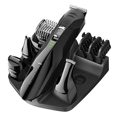 Remington PG6020 Kit de toilettage tout-en-un - Tondeuse à barbe, tondeuse à cheveux, tondeuse à nez et oreilles avec mini rasoir en aluminium - pour homme, noir