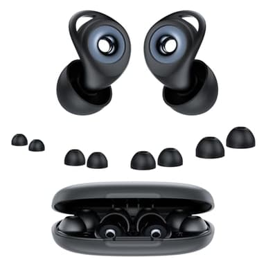 Bouchon D'oreille Pour Dormir, Anti-Bruit 45 dB, Bouchons Réutilisables en Silicone Souple et Ergonomiques, 4 Tailles (XS/S/M/L), Adaptés Pour Dormir/Voyager/Se Concentrer/Concert, Noir