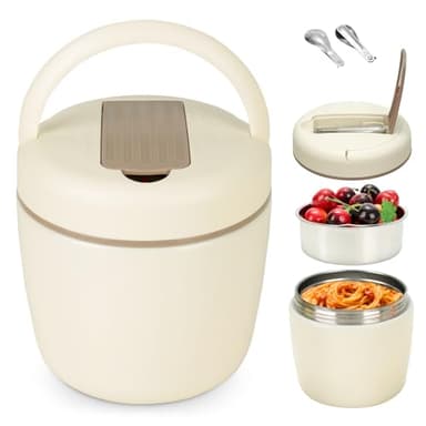 Cozary Thermos Alimentaire Chaud 1200ml, Boîte Alimentaire Isotherme,Acier Inoxydable 304 Boite Isotherme Repas Chaud avec Cuillère,sans BPA, pour Ecole, Bureau, Camping