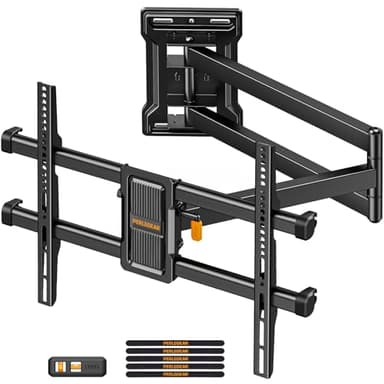 Perlegear Support Mural TV à Bras Long, Support TV à Mouvement Complet pour Téléviseurs de 32-65″, Capacité de Charge de 60 kg, Support TV d'angle avec Pivotement de ±90°, VESA Max 400x400mm, PGMF24B