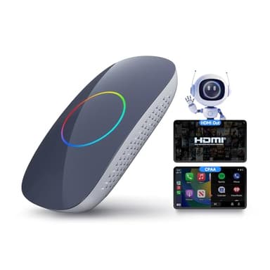 ATOTOOUT Boîtier CarPlay IA – CarPlay/Android Auto sans Fil, Boîtier Voiture Youtube, Netflix, Spotify, Double Wi-FI et Bluetooth, Sortie HDMI, Assistant IA, prêt à l'emploi, OTA, 2 Go+16 Go, CB4CT