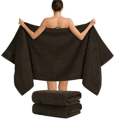 Hammetex Lot de 2 Très Grandes Serviettes de Bain et Sauna 80x200 cm, 100% Coton 500 GSM, Absorbantes, Séchage Rapide, Certifiées Oeko-TEX, Serviettes de Spa et de Sauna, Marron