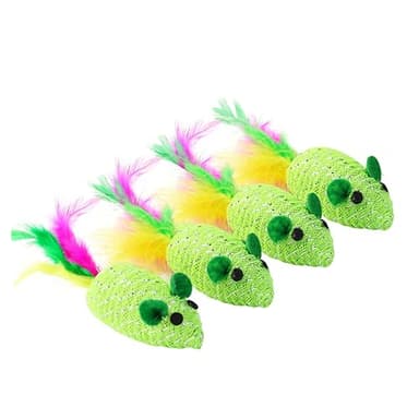 BESPORTBLE Lot De 5 Jouets Souris Tissée pour Chat Vert, Jouet Souris Tissé en Polyester Solide, Taille Petite, Accessoire De Jeu Interactif pour Chatons Et Chats D'intérieur