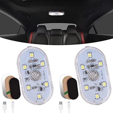 URAQT Éclairage Intérieur de Voiture, 2PC 6 LED Lumière Blanche Interrupteur Tactile Lampe Voiture Intérieur, 150mA LED Voitures Interieur sans Fil avec Port USB pour Camion Van Camping-Car Bateau