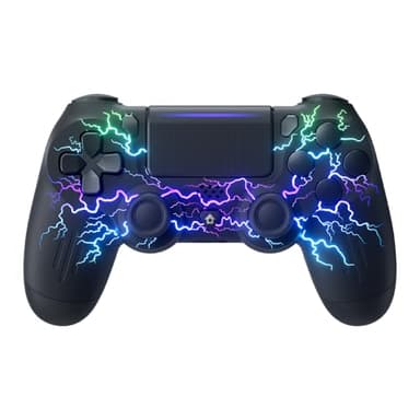 ECHTPower Manette sans fil pour PS-4 - Compatible PS-4/Slim/Pro/PC - Vibration Double, RGB, Batterie 1000 mAh, 6 Axes, Pavé Tactile, Prise Casque, Capture d'écran (Noir)