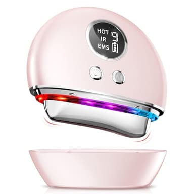 Appareil Anti Rides Massage Visage: Masseur Lifting Visage avec 9 Niveaux de Réglage et 4 Modes - Gua Sha Électrique EMS Massage Thermique à 45℃ - Appareil de Beauté Double Menton avec 3 LED Couleurs
