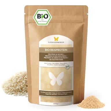 1 kg de protéine de riz BIO avec 84,4% de protéines, sans additifs, naturellement végan, sans soja (1000g)