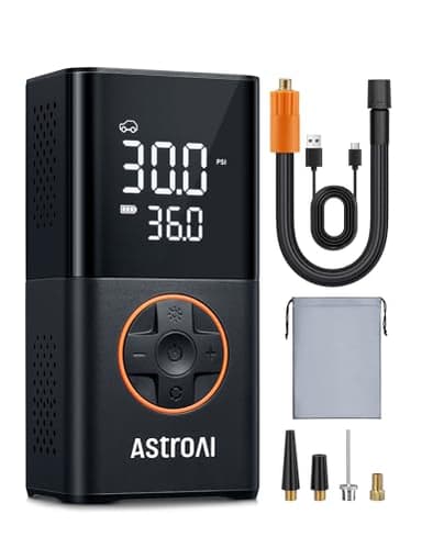 AstroAI Gonfleur Pneus Voiture, Compresseur à Air Portatif, Gonfleur Pneus Voiture sans Fil compacte, avec Batterie Rechargeable pour Vélos, Motos, Boules Gris