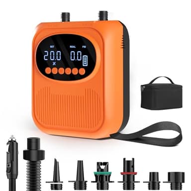 Pompe Électrique 20 PSI pour Sup - Pompe Intelligente Rechargeable avec Connecteur 12V, Gonflage/Dégonflage Auto-Arrêt - pour Paddle, Kayak, Tentes, Matelas Air, Jouets Piscine
