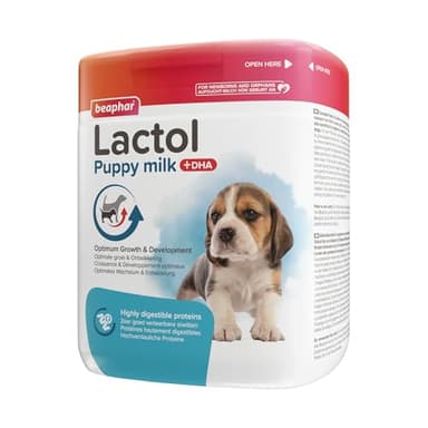 Beaphar – LACTOL – Lait maternisé pour chiot en poudre – Enrichi en DHA – Source de protéines de haute qualité – Pour chiot non sevré, femelle gestante ou allaitante et chien âgé ou malade – 500 g