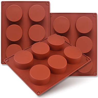 Newk Lot de 3 moules cylindriques en silicone, 6 cavités, 5,1 cm, moule rond pour cupcakes, formes à savon artisanales, muffins, gâteaux, cheesecakes, brownies, couvertures de chocolat