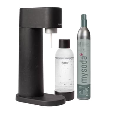 Mysoda Woody – Machine à eau pétillante en composite de bois, avec bouteille PET Quick-Lock sans BPA et cylindre CO2 – Noir