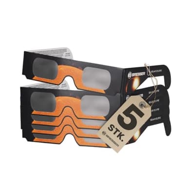 BRESSER lunettes pour éclipse solaire pour une observation sécurisée du soleil (5 pièces), avec filtre à lumière blanche, conforme ISO 12312-2:2017