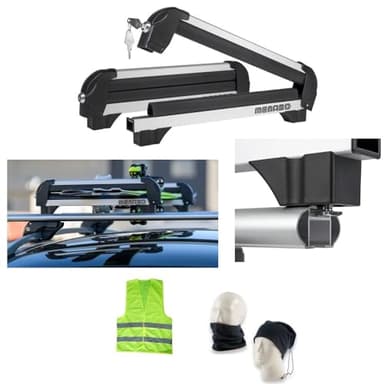 Compatible avec Renault KADJAR Porte-Ski pour Barres DE Toit DE Voiture Attaque Skis À Neige Iceberg 4 en Aluminium AGRÉÉ pour 4 Paires DE Skis OU 2 Porte-Snowboards Max 28KG
