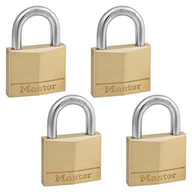 Master Lock 140Q Lot de 4 cadenas à clés identiques, laiton, argent, lot de 4
