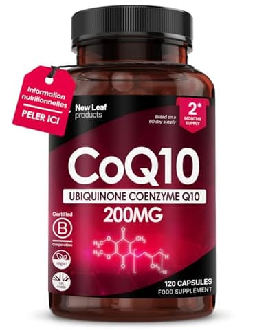 Complément CoQ10, Coenzyme Q10, Ubiquinol 200 mg, 120 Gélules Véganes 100% Pures et Naturellement Fermentées, à Haute Concentration, Fabriqué au Royaume-Uni
