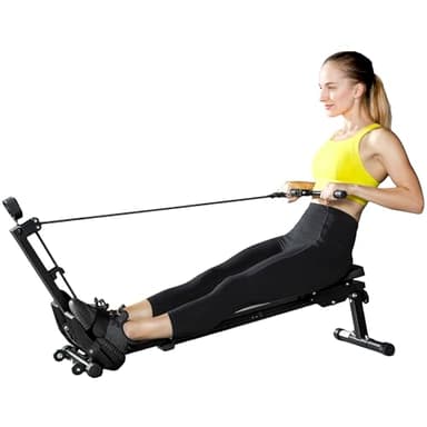 SPORTNOW Rameur pour maison, rameur compact silencieux avec résistance élastique, moniteur LCD, siège rembourré, pour entraînement tout le corps, capacité 150 kg, gain de place, noir
