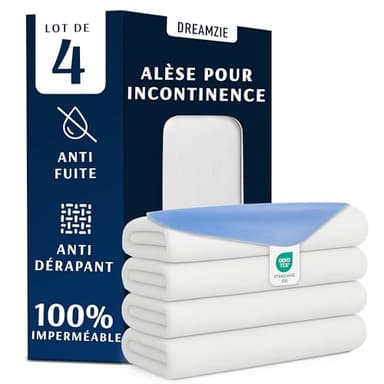 Dreamzie Protege Matelas 75 x 90 cm - Absorbant et Imperméable - Couvre Matelas Lavable pour Incontinence - Lot de 4
